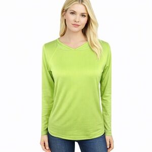 San Soleil Neon Green Pullover Top Golf Pickleball Active Vented UPF Size M